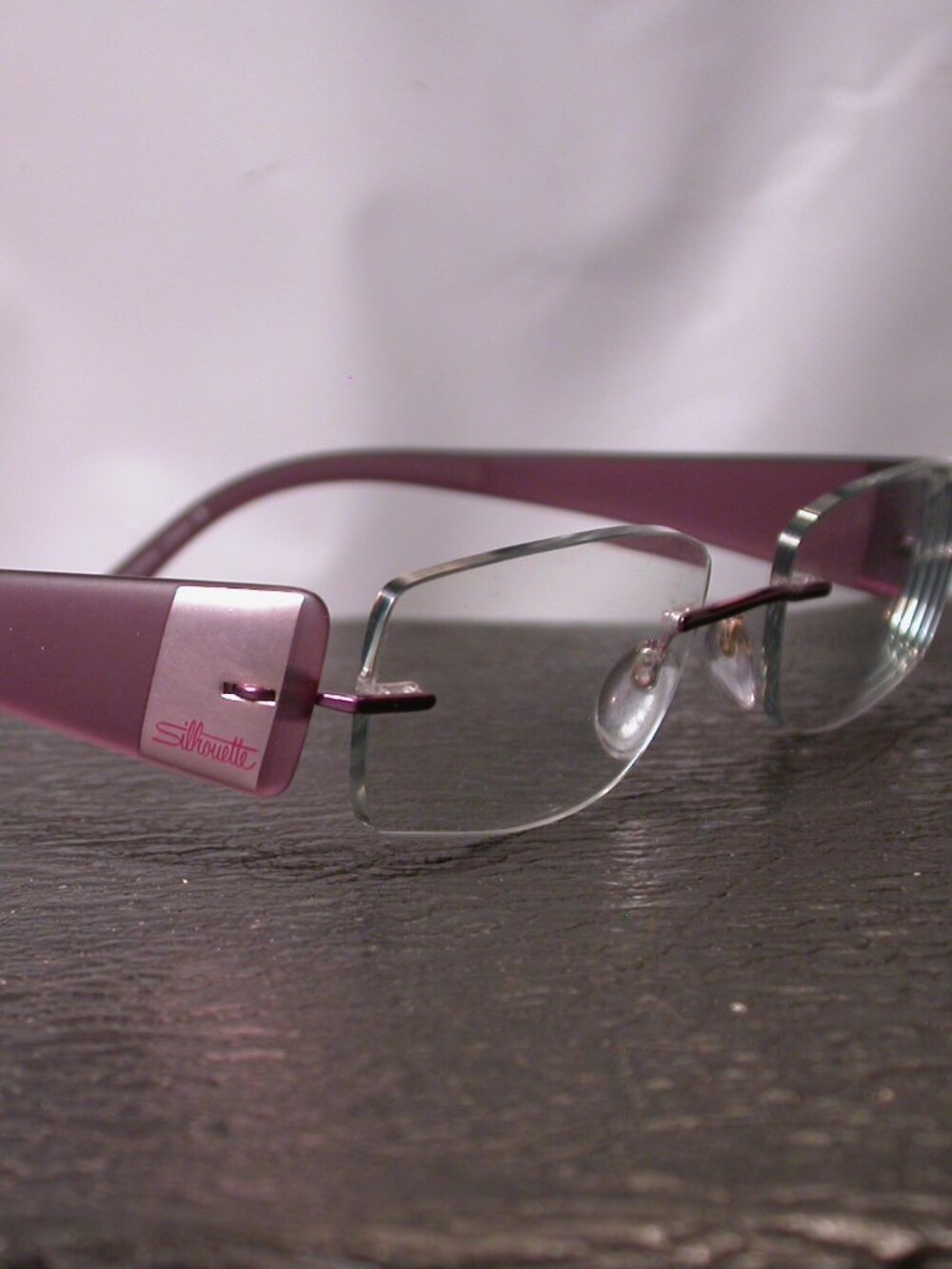 Silhouette Titan Frameless Purple Matte Clear Eyeglasses Made in Austria
